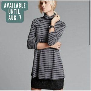 BAILEY 44 at Anthropologie Layered Stripe Turtle Neck Dress in Gray/Navy